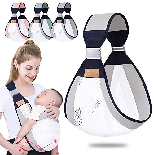 Tyuodna Tragetuch Baby,Babytrage Neugeborene ab Geburt,Verstellbare Babytragetuch mit Dicken Schultergurten,Tragegurt Baby,Baby Carrier für Babys von 0 bis 36 Monaten (Grau (Mesh))