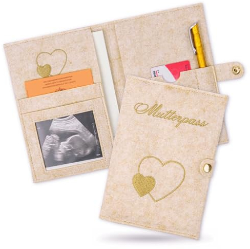 Aohcae Mutterpass Schutzhülle aus Filz, Mutterpasshülle Deutschland, Hülle Mutterpass zur Aufbewahrung von Dokumenten, Ultraschallfotos & Karten, Geschenkidee für Schwangere & Zukünftige