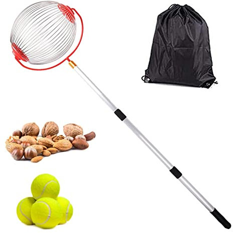 LekLai Nusssammler, Walnusspflücker, Nusssammler, Teleskopischer, Rollender Eichelpflücker, Obere Verstellbare Länge, Metall-Nusssammler, Nusserntemaschine, Arbeitssparendes Garten-Pick-Up-Werkzeug