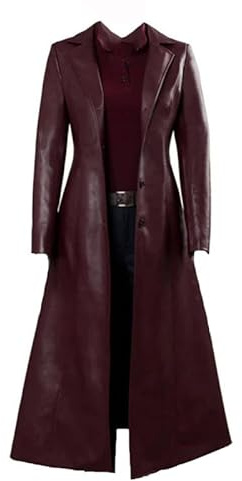 VIVICOLOR Trench Lungo Elegante in Pelle PU da Donna, Ecopelle