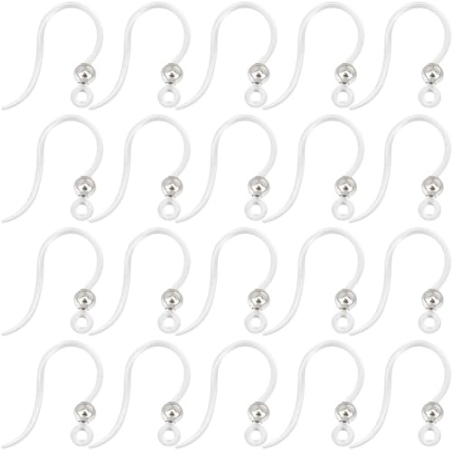 SUNNYCLUE 1 Box 80 Stück Kunststoff Ohrhaken 8mm Transparente Ohrhaken Angelhaken Ohrringe Mit Edelstahlperlen Antiallergische Ohrhaken Ohrhaken Beschläge Zur Schmuckherstellung Zubehör Zum Selbermac