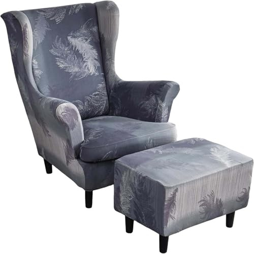 ZEaink Sesselüberwürfe Elastisch 3-teilig Sesselbezug Ohrensessel Überzug Mit Ottomane Schonbezug Ohrensessel Bezug Bezug Sesselhusse Stretch Husse Für Ohrensessel(Color12)