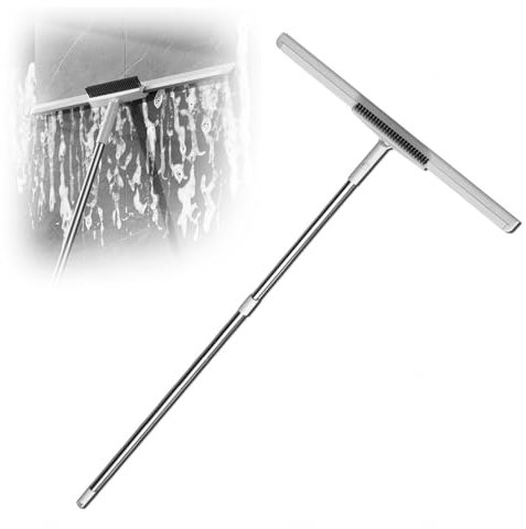 RYJYQYX Rubber Broom for Pet Hair Hardwood Floor, with Brush and 2 Scrape, 49'' Adjustable Handle Air Broom as Seen on Tv, Floor Squeegee Heavy Duty Cleans Glass,Fine Dust,Hair,Liquids