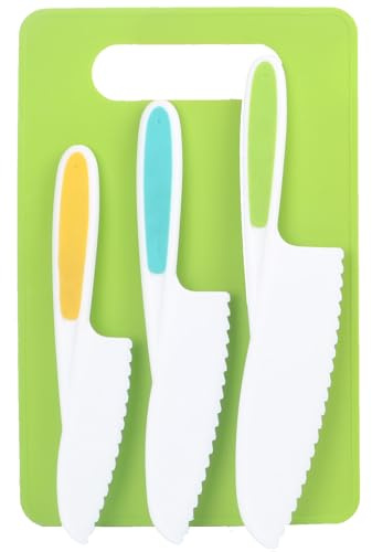 Zrriiyy Montessori Toddler Knife Set-4PCS Kids Safe Knives with Cutting Board for Real Cooking Kids Cooking Sets Real Cooking Kitchen Tools Toddler Friendly Knives