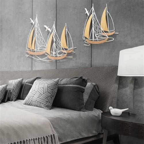 Wanddekoration, 3D-Metall-Segelboot, großes Metallschiff, 3D-Schiffs-Wandskulpturen, Metall-Segelboot-Wandskulptur für Schule, Zuhause, Hotel, Wohnzimmer, Schlafzimmer, Esszimmer