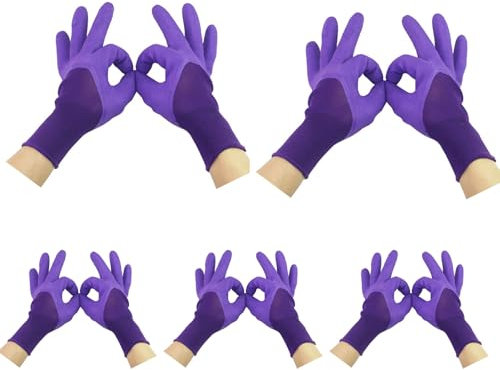 LVYUDS Latex Gants Jardinage Antidérapant Solides Anti-épines Gants Ronces Plantation Herbe Tirer Tailler Gants Anti Coupure Ventiler Souple(Purple)