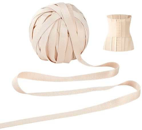PH PandaHall 22 Yards Underwire Channeling Tape Corset Boning Fabric Covered Boning for Corset Busk Bra Making Corset Webbing Strips Hollow Ribbon for Sewing Handicrafts 3/8 Wide, Nude