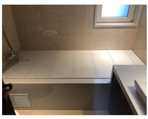 ShAzanz Bandeja Bañera Plegable Bandejas for Bañera PVC Cubierta De Bañera Estante, Impermeable Tablero De Polvo Cubierta Aislamiento Bañera, 1,2cm Espesor, Personalizable Plegable(75x135x1.2cm)