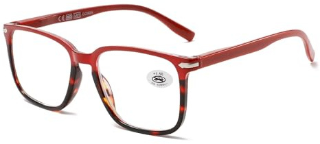NEW VISION Lesebrille fur Damen Herren Federscharnier Brille Anti-Müdigkeit Blendfreie UV Lesehilfe NV2383 (ROT, 2.5, Dioptrien)
