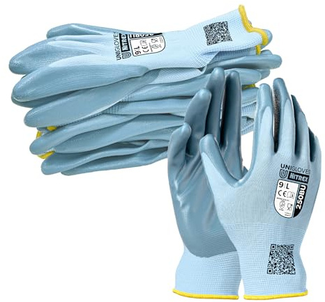NITREX 250BU Blau, Nitrilhandschuh mit Nitril- Handflächenbeschichtung, leichte Arbeitshandschuhe, Öl- und feuchtigkeitsbeständig, Größe 7