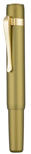 HONG DIAN Mini Füllfederhalter M2 - weiche Feder und elegante Form - aus Aluminium mit kurzer Tasche (Olivgrün)