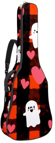 Gitarrentasche in voller Größe, wasserdichte Gitarren-Abdeckung, Tragetasche für akustische klassische E-Gitarren, niedlicher Geister-Nacht-Stil auf violettem Hintergrund, Mehrfarbig 02, 42.9x16.9x4.7