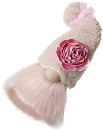 DECOMELODY Pink Faceless Doll Ornament Cloth Wood Gnome Decoration