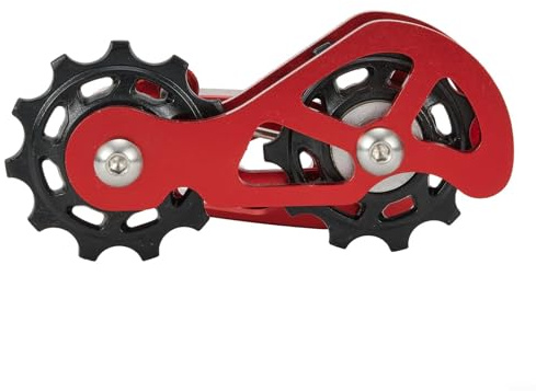 Honseadek For Bike Chain Tensioner and Guide for 8 to 12 Speed Bicycles, Single Speed Converter with Floating Pulley and Anti-Drop Link, Aluminum Alloy(Red)