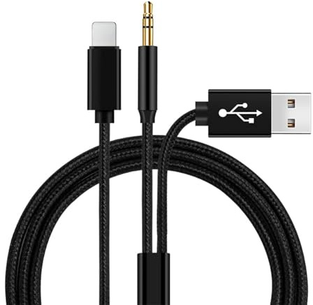 YCTech Aux Cable for iPhone in Car, Braided Nylon 3.5mm Jack Audio Cable USB Fast Charger for iPhone 14 13 12 11 Pro Max Mini XS XR X 8 7 6 Plus for Car Stereo Transfer Music