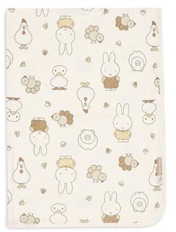 Jollein Babydecke Jersey - Miffy Family Farm - 75x100cm - 100% Jersey Baumwolle - Kuscheldecke Baby Wiege - 1.0 TOG - OEKO-TEX Zertifiziert