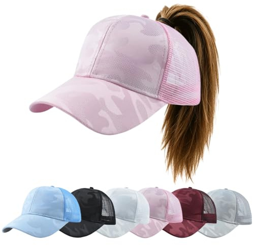 YKDLLF Cappello da Baseball Donna Estivo Leggero Traspirante con Rete,Berretto Sportivo per Ponytail,Cappello Donna con Visiera Traspirante per Running,Viaggi,Vacanze