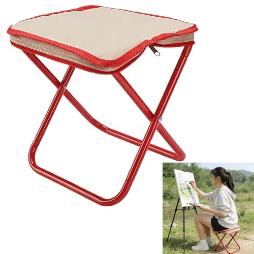 Smaoqingji Tragbarer Klapphocker Campinghocker Faltbar - 1 Stück, rot, Hocker Klappbar, Geeignet für Alle Arten von Outdoor Aktivitäten, Darunter Camping, Wandern, Angeln und Strandpartys