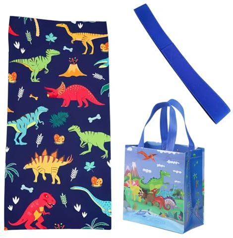 KDFSSIPE Asciugamano Da Spiaggia Dinosauro, Telo Da Mare Con Simpatici Motivi Di Dinosauri, In Microfibra Con Cinturino Elastic,Morbido e Ad Asciugatura Rapida, Ideale Per La Spiaggia (dark blue)