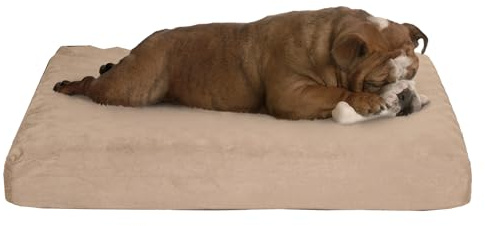 Memory Foam– 2-Layer Orthopedic Dog Bed with Machine Washable Cover - 26 x 19 for Medium Dogs up to 40lbs by PETMAKER (Tan)
