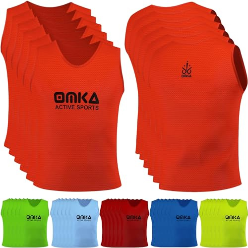 OMKA 6 Stück (6er-Set) Fußball Leibchen Lätzchen Trainingsleibchen Markierungshemd Fußballleibchen für Kinder Jugend und Erwachsene |