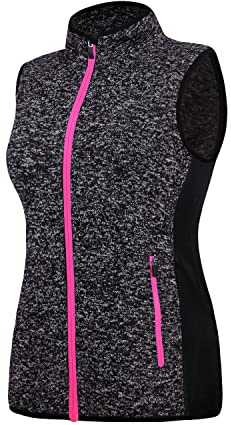 ANIVIVO Fleece Vest Women Sleeveless Sweater Vest Full Zip, Women Golf Outerwear Vest Thermal& Winter Vest(Grey,Pink-Zip-S)