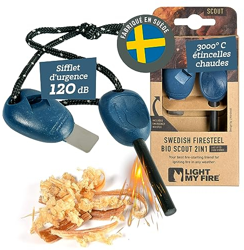 Light My Fire Allume Feu Survie - Pierre à Feu avec Tige de Ferrocérium - Fire Steel - Équipement de Bushcraft - Allume Feu au Magnésium 2-en-1 pour Feux de Camp 3000 Utilisations