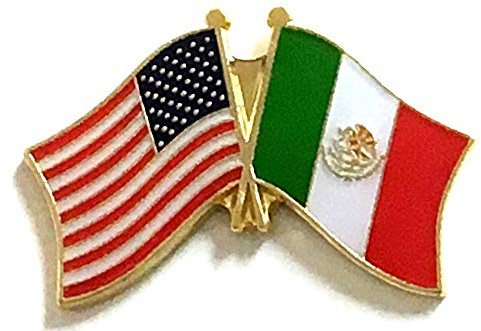 Mexico Friendship Double Flag Lapel Pin US Crossed Emblem Tie and Hat Pin Badge