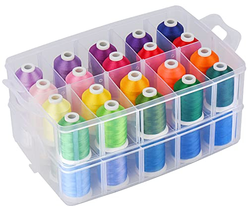 Simthread Maschinenstickgarn Kit mit Aufbewahrungsbox Organizer - 40 Colors, 550 Yards/Spule