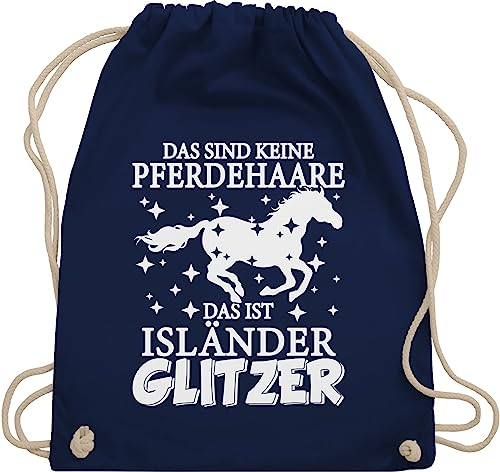 Turnbeutel Rucksack - Pferde - Taschen - Das sind keine Pferdehaare das ist Isländer Glitzer I - Unisize - Navy Blau - stalltasche pferd pferdeliebhaber islandpferd beutel pferdebeutel reiten