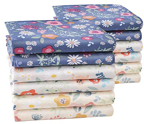 HOULIFE Bunte Blume Taschentücher aus Reiner 60S Baumwolle Damen Blumenmuster Stofftaschentücher 3 Farben für Mädchen Kinder Studenten Alltagsgebrauch, 6/12 Stücke, 34x34cm