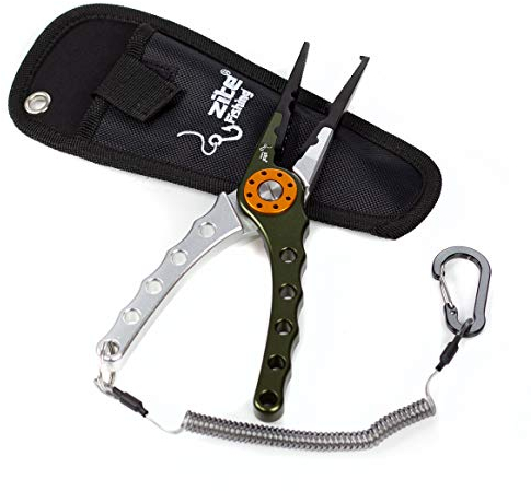 Zite Fishing Multi-Angelzange Hakenlöser als Angel-Werkzeug - Sprengring-Zange Hakenlöser-Zange Schnur-Schneider & Mehr mit Tasche, Hakenlöser Angeln, Angel Zange, Angel-Hakenlöser, Lösezange Angeln