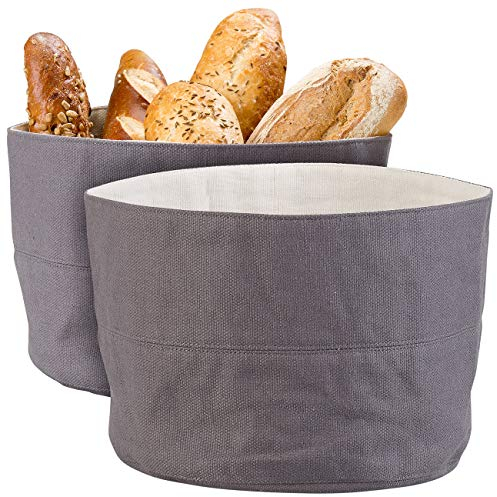 Rosenstein & Söhne Brotbeutel: 2er-Set Brotkorb aus 100% Baumwolle, waschbar, Ø 20 cm (Brotkorb aus Stoff, Brot-Aufbewahrung Beutel, Vintage)