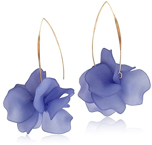 D.Rosse Boucles d'oreilles pendantes bohème en forme de pétales de rose en résine – Longues boucles d'oreilles pendantes en acrylique – Boucles d'oreilles florales exagérées pour femmes et filles