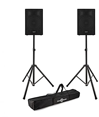 SubZero 12 Inch PA Speaker System with Stands C12 | Active/Passive PA System Alternative for Exceptional Performance, Intuitive Mixer with EQ, Stands and 9m Cable Included
