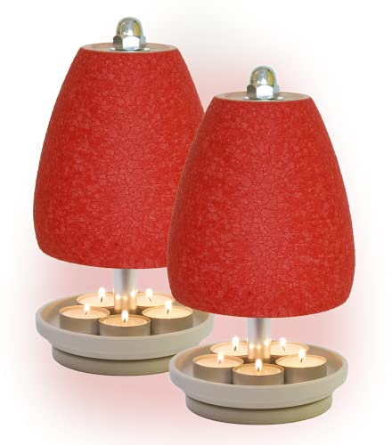 HP-TLL 27/14 5 Kerzen Kamin Rot 2er Set Teelichtlampe Orchidee Deko Licht Wohnung Balkon Garten Terrasse HORNET-PRODUCTS Die - Teelichtofen Manufaktur