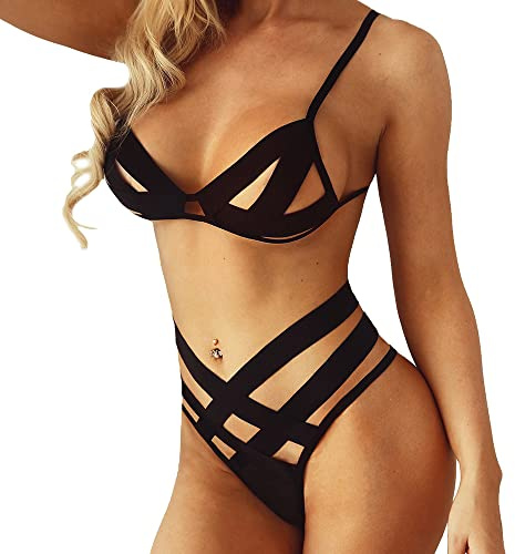 CheChury 2 pièces Femmes Ensemble de Lingerie Sexy Soutien-Gorge et Culotte en Bandage String Ensemble sous-Vêtements De Seduction
