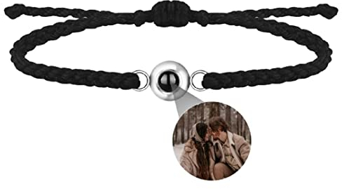 Personalisierte Foto Armband Projektionsarmband mit Bild im Stein Leder Projektion Armband Ich Liebe Dich Armband 100 Sprachen für Damen Herren Runde kugel Denkmal der Liebe Schmuckgeschenk
