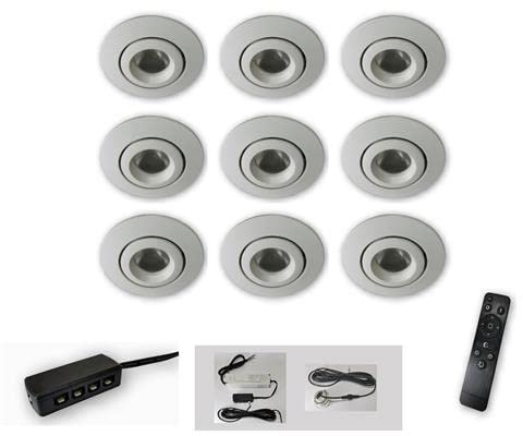 Mini LED Spot weiss schwenkbar 9er Set CCT 2700K-6500K dimmbar per Fernbedienung 12V IP44 Einbaustrahler