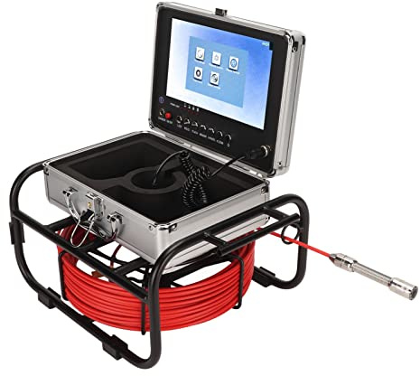 Kanalkamera, Rohrendoskope mit 9-Zoll-LCD-Display, 720P HD-Rohrendoskopkamera wasserdichte IP68-Kanalendoskope mit 17-mm-Rohrkamera mit LED-Leuchten, Industrielles Endoskop (F951DC17-50M EU-Stecker)