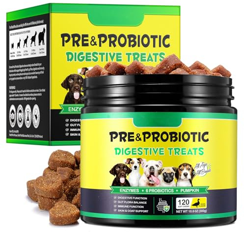 Probiotics for Dogs, 120 Chews Dog Probiotics Supplements - Supports Gut & Digestive Health, Immune Function, Gutflora Blance, Skin & Coat Health, For All Dogs