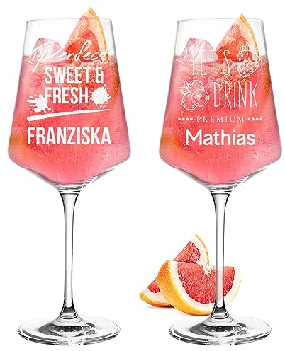 polar-effekt 2er-Set Leonardo Puccini Sarti Spritz Gläser 560 ml mit Gravur - die Geschenk-Idee für Frauen und Männer - Cocktailgläser für Lillet, Aperol und Wein - das Geburtstagsgeschenk
