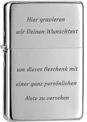Chrom-Optik Feuerzeug mit Gravur zum Geburtstag - Jubiläumsgeschenk für Männer - passend zum Geburtstag und Weihnachten - zum Wandern und Reisen