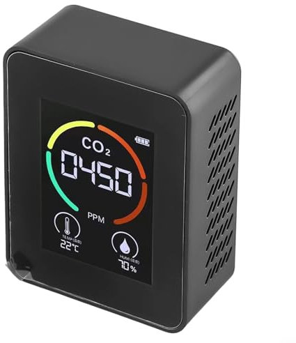 Détecteur de multifonction 3 en 1 pour dioxyde de carbone, température, humidité, - Convient pour la maison et le bureau (noir)