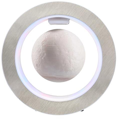 BEBEVOGUE Personalized Magnetic Levitation Floating Moon with LED Light Rotation Luna for Office Home Desk Gadget Decor Unique Birthday Gift for Men Kids Boss Boys