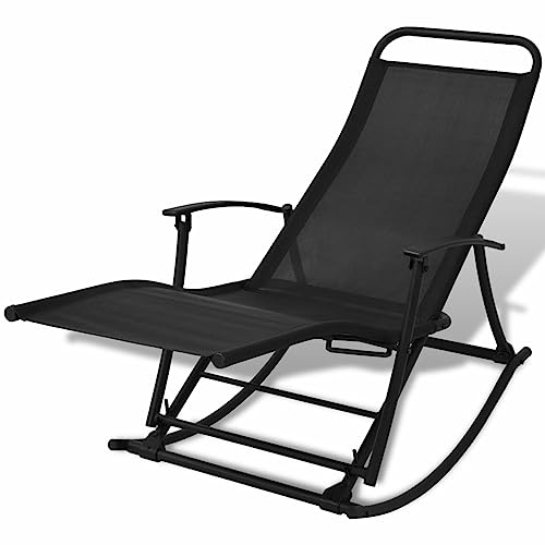BaraSh Klappbarer Garten-Schaukelstuhl schwarz Sessel Wohnzimmer Sessel Mit Schlaffunktion