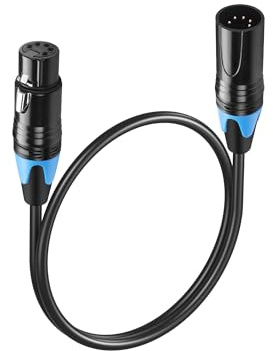 GINTOOYUN DMX Kabel 5-Pin Signal XLR Stecker auf Buchse DMX512 XLR Stecker auf Buchse Bühnenlicht Signal Kabel mit Metallanschlüssen,Anschluss für Bühnenbereich DJ Beleuchtungskörper(0.5M) (0.5m,5Pin)