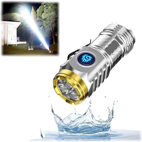 Generic Lampe De Poche Mini Flash Super Puissante, 3 LED, Clip, Aimant, 5 Modes, Rechargeable USB-C, Étanche, Portable