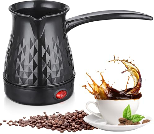 Turkish Coffee Maker, 500ML 600W, 220V, Greek Turkish Coffee Machine, Stainless Steel Electric Coffee Maker, Stainless Steel Electric Kettle for Tea, Coffee, Home (Black)
