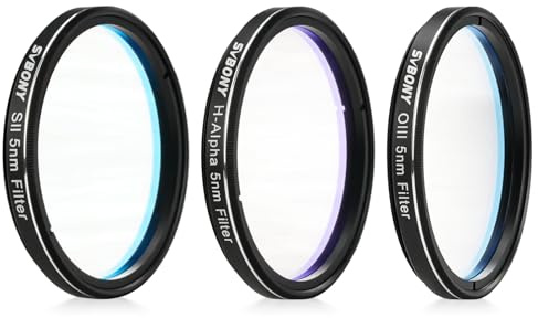 SVBONY SV227 2 SHO Telescope Filter Set, Narrowband Filter Kit, SII H-Alpha OIII 5nm Narrow-Band Filters, Reduce Light Pollution, 3Pcs Set for Emission Nebula Planetary Nebulae Astrophotography